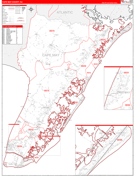 Cape May County, NJ Zip Code Map